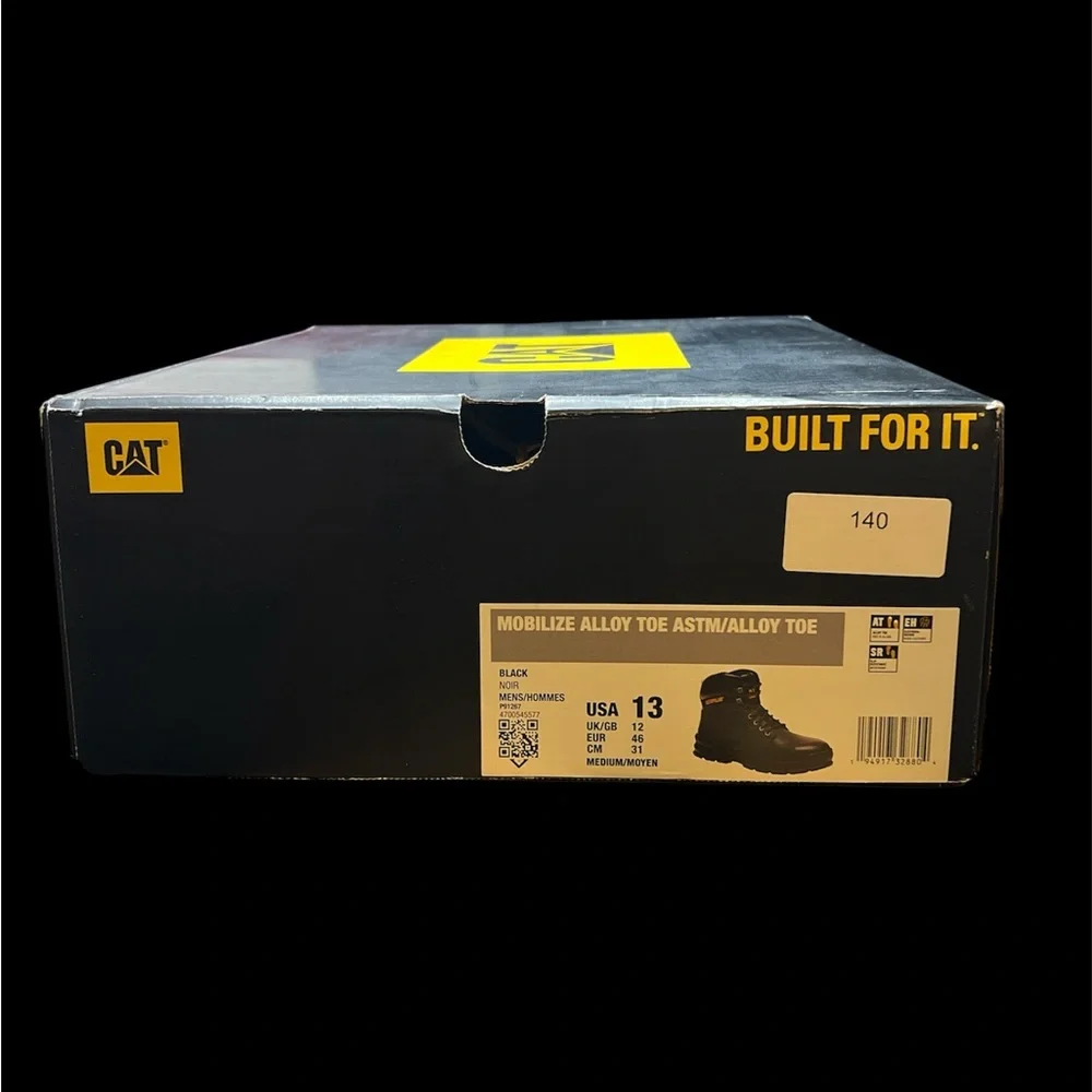 Size‎ 13 - Caterpillar Mobilize Mens Black Leather Alloy Toe Work Boots